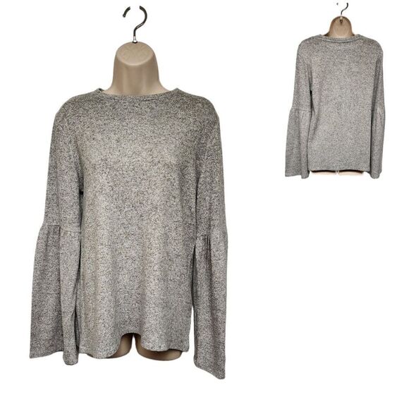 Zara Trafaluc Pullover Sweater Women’s Size Small Grey Long Bell Sleeves Medium - Picture 2 of 6